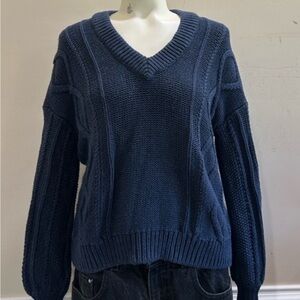 Madewell Navy Blue V-Neck Women's Sweater
